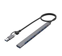Kliplinc 1 unidad de 7 puertos USB Hub Slim 2 en 1 (USB-C + USB 3.0) a USB 2.0 x 6 + USB 3.0 x 1 5 Gbps Transmisión rápida ¨¹¹ USB 3.0 Hub Splitter