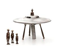 Kliplinc 4 piezas Escultura de resina Escultura de nave espacial Escultura de Jardín Realista Escultura Creativa