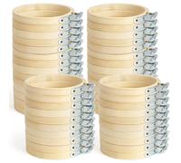 Kliplinc 48 unidades de mini bastidores de bordar de color madera 3 para manualidades, manualidades, 10 cm