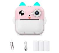 Kliplinc Cámara fotográfica para niños, pantalla IPS 2.4, cámara infantil, impresión instantánea, grabación de vídeo, fotografía, regalo de cumpleaños, rosa (B)
