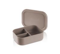 KLIPPSI® Fiambrera mediana de 3 compartimentos, fiambrera, de silicona platino, resistente al calor, al frío, a prueba de fugas, apta para lavavajillas (beige)