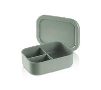 KLIPPSI® Fiambrera mediana de 3 compartimentos, fiambrera de silicona platino, resistente al calor, resistente al frío, a prueba de fugas, apta para lavavajillas (verde)