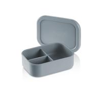 KLIPPSI® Fiambrera mediana de 3 compartimentos, fiambrera de silicona platino, resistente al calor, resistente al frío, a prueba de fugas, apto para lavavajillas (azul claro)