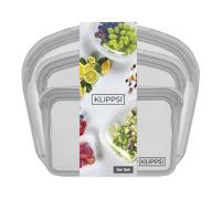 KLIPPSI® Juego de 3 bolsas de silicona reutilizables para congelador, resistentes al calor, resistentes al frío, a prueba de fugas, aptas para lavavajillas (gris)