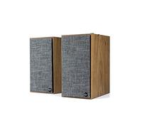Klipsch The Fives Altavoces Activos con HDMI ARC, Nogal | Pareja estéreo activa con HDMI ARC, Bluetooth 5, previo phono, USB, entrada óptica, RCA y salida para subwoofer.