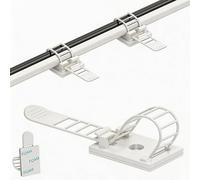 KLJ Soporte autoadhesivo para gestión de cables, 100 unidades, color blanco, personalizables y reutilizables, autoadhesivos, válidos para gestión de cables de escritorio