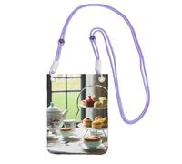 KLJnmbb Afternoon Tea Print - Bolso cruzado para teléfono móvil para mujeres y hombres, para accesorios de viaje, Purple, Talla única