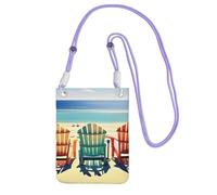 KLJnmbb Bolsa cruzada para teléfono móvil con sillas, diseño de escena de playa con sillas, para mujeres y hombres, accesorio de viaje, Purple, Talla única