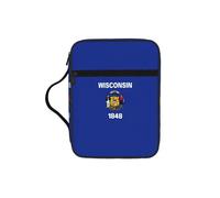 KLJnmbb Bolsa de almacenamiento de la Biblia impermeable con estampado de la bandera del estado de Wisconsin, organizador religioso, soporte de las Escrituras para viajes a la iglesia