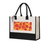 KLJnmbb Bolsa de lona con estampado de pizza y pepperoni 3D, gran capacidad, ecológica, para viajes, oficina, viajes de fin de semana