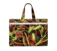 KLJnmbb Bolsa de lona con estampado de plantas carnívoras para documentos, suministros de oficina, viajes, viajes, bolsas de hombro