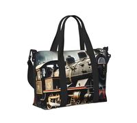 KLJnmbb Bolsa de mano de viaje con estampado de tren de locomotora de vapor, para mujeres y hombres, correa para el hombro, para fin de semana, escapada, gimnasio, vacaciones