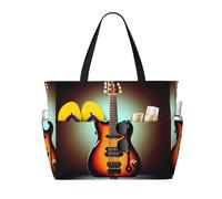 KLJnmbb Bolsa de viaje impermeable con múltiples bolsillos para guitarra, bajo, música, instrumentos musicales, con impresión de instrumentos musicales, ideal para vacaciones, reutilizable