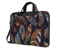 KLJnmbb Bolsa práctica con estampado de plumas de pavo real, elegante y protectora, versátil bolsa suave para mujeres y hombres, Black, 13 inch