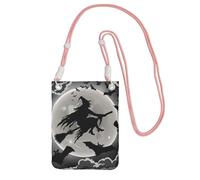 KLJnmbb Bolso cruzado para teléfono móvil con estampado de bruja de Halloween para mujeres y hombres, para accesorios de viaje, Pink, Talla única