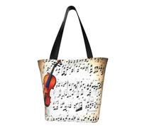 KLJnmbb Bolso de hombro funcional con estampado de partituras de violín, para viajes, playa, a la moda, para uso diario, vacaciones, trabajo, verano