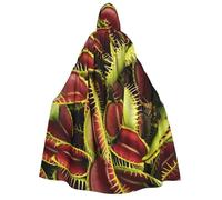 KLJnmbb Capa con capucha con estampado de plantas carnívoras para adultos, Halloween, Navidad, carnaval, fiestas temáticas versátiles