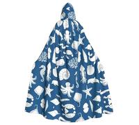 KLJnmbb Capa con capucha para adultos, con estampado de vida marina subacuática, para carnaval, cosplay, fiesta, accesorios para exteriores