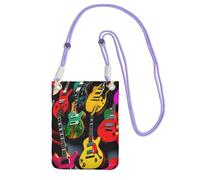 KLJnmbb Colorido estampado de guitarra para mujeres y hombres, bolso cruzado para teléfono móvil, cartera para accesorios de viaje, Purple, Talla única