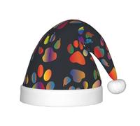 KLJnmbb Colorido sombrero de elfo de Navidad con estampado de pata de perro para niños y adultos, para fiestas de vacaciones, invierno, Navidad, Año Nuevo