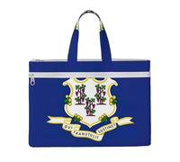 KLJnmbb Connecticut - Bolsa de lona con estampado de bandera del estado de Connecticut, para documentos, suministros de oficina, viajes, viajes, bolsas de hombro