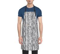 KLJnmbb Delantal de cocina para adultos con estampado de piel de serpiente en blanco y negro, 28 x 33 pulgadas, con bolsillos, elegante y funcional