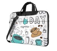 KLJnmbb Deliciosa bolsa práctica con estampado de café, elegante y protectora, versátil bolsa suave para mujeres y hombres, Black, 14 inch