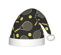 KLJnmbb Divertidas raquetas de tenis y pelotas de tenis con estampado de elfos para niños y niñas, sombrero de Navidad, gorro de Papá Noel, accesorios de fiesta festiva