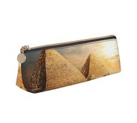 KLJnmbb Estuche con diseño de pirámide egipcia en el desierto, elegante estuche triangular de gran capacidad con cremallera para herramientas de escritura