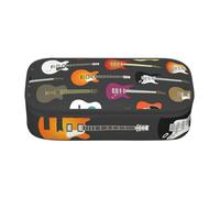 KLJnmbb Estuche de viaje con estampado acústico y guitarras de color de 8.3 x 2 x 3.7 pulgadas, bolsa de almacenamiento funcional para suministros de oficina