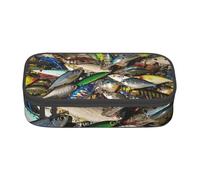 KLJnmbb Estuche de viaje con estampado de cebo de pesca, 8.3 x 2 x 3.7 pulgadas, bolsa de almacenamiento funcional para suministros de oficina