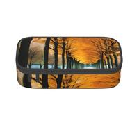 KLJnmbb Estuche de viaje con estampado de hojas de otoño de 8.3 x 2 x 3.7 pulgadas, bolsa de almacenamiento funcional para suministros de oficina