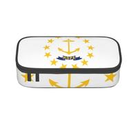 KLJnmbb Estuche de viaje con estampado de la bandera del estado de Rhode Island de 8.3 x 2 x 3.7 pulgadas, bolsa de almacenamiento funcional para suministros de oficina