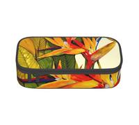 KLJnmbb Estuche de viaje con estampado de pájaro tropical del paraíso de 8.3 x 2 x 3.7 pulgadas, bolsa de almacenamiento funcional para suministros de oficina