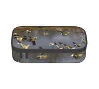 KLJnmbb Estuche de viaje con estampado de patos salvajes voladores de caza, 8.3 x 2 x 3.7 pulgadas, bolsa de almacenamiento funcional para suministros de oficina