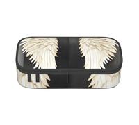 KLJnmbb Estuche de viaje con estampado de plumas de ángel de 8.3 x 2 x 3.7 pulgadas, bolsa de almacenamiento funcional para suministros de oficina