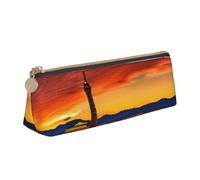 KLJnmbb Estuche elegante con estampado de atardecer de Las Vegas, estuche triangular de gran capacidad con cremallera para herramientas de escritura