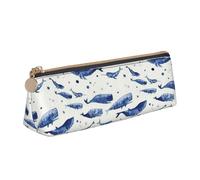 KLJnmbb Estuche elegante con estampado de ballena azul pequeña, estuche triangular de gran capacidad con cremallera para herramientas de escritura