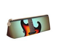 KLJnmbb Estuche elegante con estampado de instrumentos musicales para guitarra, bajo, música, estuche triangular de gran capacidad con cremallera para herramientas de escritura
