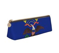 KLJnmbb Estuche elegante con estampado de la bandera del estado de Dakota del Norte, estuche triangular de gran capacidad con cremallera para herramientas de escritura