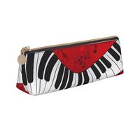 KLJnmbb Estuche elegante con estampado de piano y notas musicales, gran capacidad, bolsa triangular con cremallera para herramientas de escritura