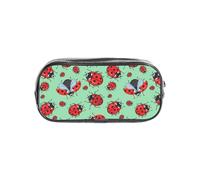 KLJnmbb Estuche transparente con estampado de mariquitas rojas sobre fondo azul para estudiantes, niños y niñas, organizador transparente de papelería
