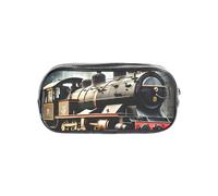 KLJnmbb Estuche transparente con impresión de tren de locomotora de vapor para estudiantes, niños y niñas, organizador transparente de papelería