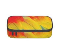 KLJnmbb Fantástico estuche de viaje con estampado de plumas de loro de 8.3 x 2 x 3.7 pulgadas, bolsa de almacenamiento funcional para suministros de oficina