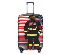 KLJnmbb Funda para maleta con diseño de bandera de bombero de Estados Unidos, elástica, lavable, antiarañazos, a prueba de polvo, elegante, White, L