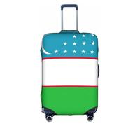 KLJnmbb Funda para maleta con diseño de bandera de la República de Uzbekistán, elástica, lavable, antiarañazos, a prueba de polvo, elegante, White, L