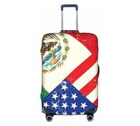 KLJnmbb Funda para maleta con estampado de bandera mexicana americana, elástica, lavable, antiarañazos, a prueba de polvo, elegante, White, S