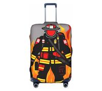 KLJnmbb Funda para maleta con estampado de bombero, elástica, lavable, antiarañazos, a prueba de polvo, elegante, White, L