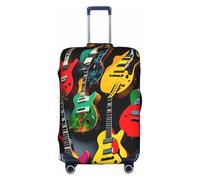KLJnmbb Funda para maleta con estampado de guitarra colorida, elástica, lavable, antiarañazos, a prueba de polvo, elegante, White, L