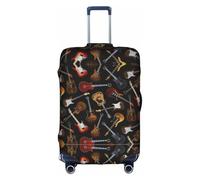 KLJnmbb Funda para maleta con estampado de guitarras, elástica, lavable, antiarañazos, a prueba de polvo, elegante, White, L